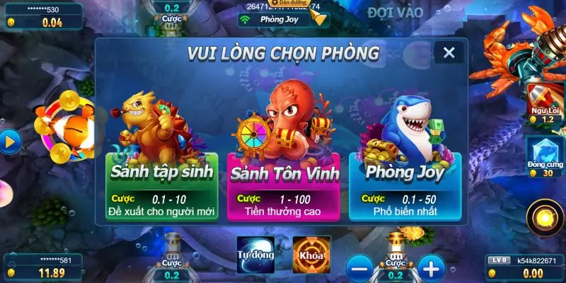 Hệ thống sảnh cược cực hấp dẫn trong trò chơi Bắn Cá đổi thưởng