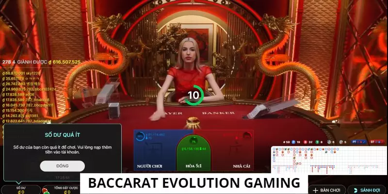 Baccarat là bộ môn hot nhất nhì tại sảnh game Evolution Gaming